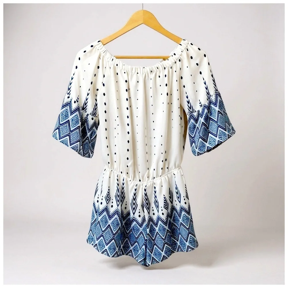 Collective Concepts Women’s 3/4 Sleeve Above-the-Knee Dress. Blue, White. XS​​​ - Picture 4 of 15